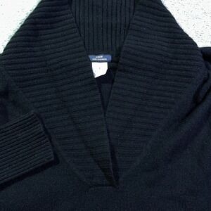 J Crew 100% Cashmere Black Shawl Collar Pullover Sweater Womens Size S Ribbed